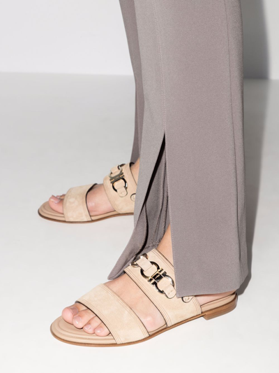 Ferragamo Double-strap Slingback Sandals In Nude