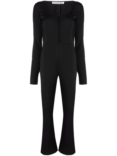 Acne Studios Long-sleeve Twill Jumpsuit In Schwarz