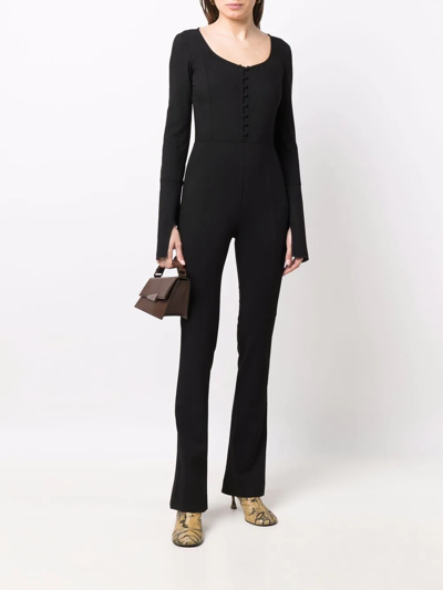 Acne Studios Long-sleeve Twill Jumpsuit In Schwarz