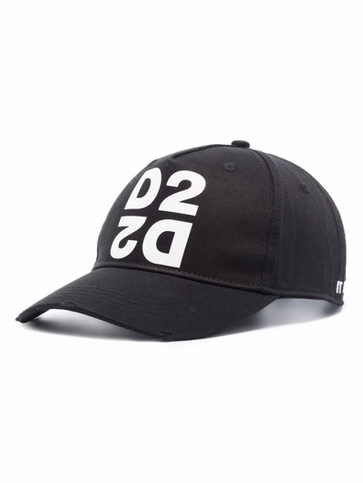 Shop Dsquared2 Logo-print Cotton Cap In Schwarz
