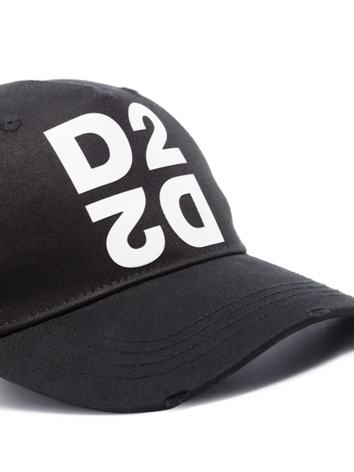 Shop Dsquared2 Logo-print Cotton Cap In Schwarz