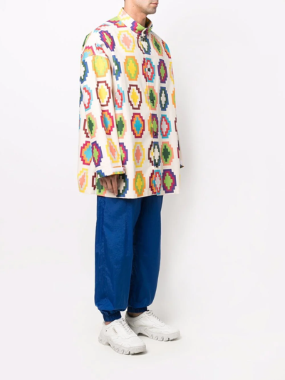 Marcelo Burlon County Of Milan All-over Cross Oversized Shirt In White