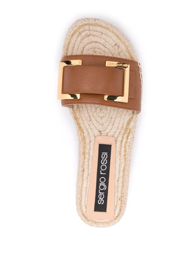 Sergio Rossi Prince Raffia Sandals In Brown