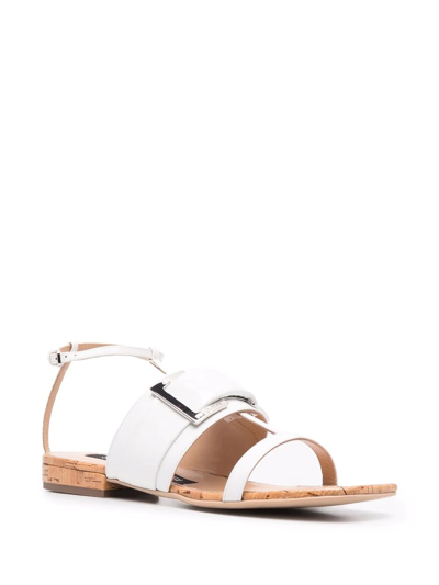 Sergio Rossi Sr Prince Leather Sandals In White
