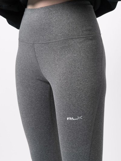 Shop Polo Ralph Lauren Logo Print Leggings In Grau