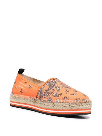 Shop Kenzo Bandana Platform Espadrilles In Orange