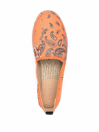 Shop Kenzo Bandana Platform Espadrilles In Orange