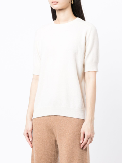 Lisa Yang Round Neck Cashmere T-shirt In White
