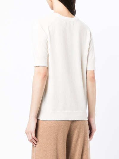 Lisa Yang Round Neck Cashmere T-shirt In White