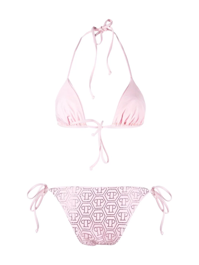 Shop Philipp Plein Monogram-print Bikini In Pink