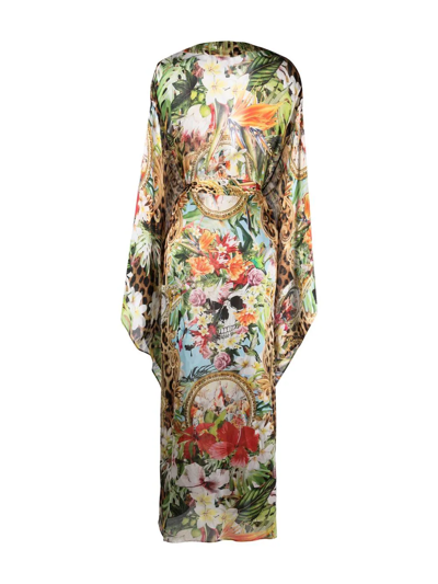 Philipp Plein Leopard-print Kaftan In Gold