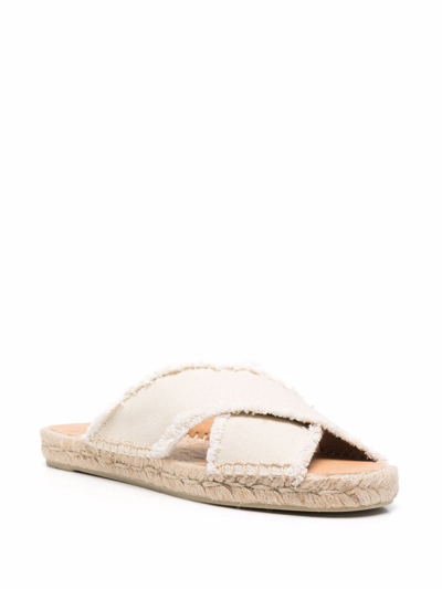 Shop Castaã±er Crossover-strap Flat Espadrilles In White