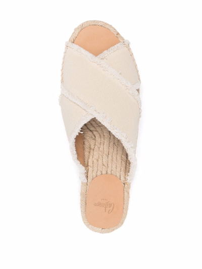 Shop Castaã±er Crossover-strap Flat Espadrilles In White