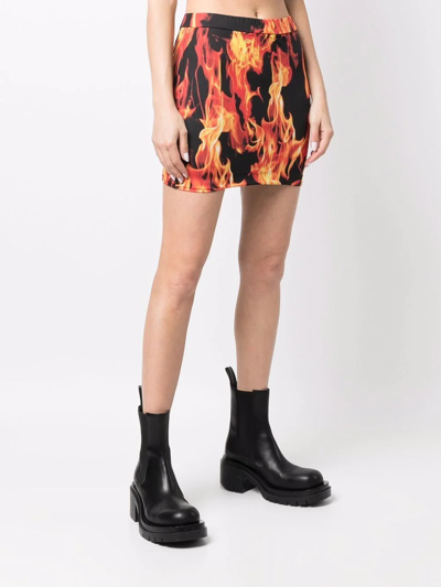 Shop Vetements Flame-print Mini Skirt In Schwarz