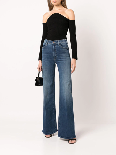 Shop Mother High-waisted Flared Jeans In Blau