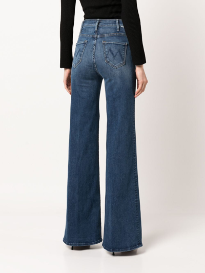 Shop Mother High-waisted Flared Jeans In Blau