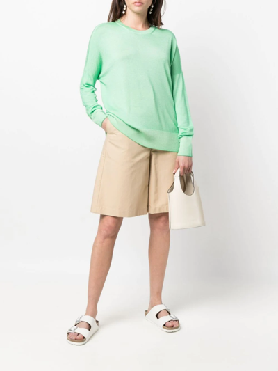 Malo Crew-neck Fine-knit Jumper In Grün