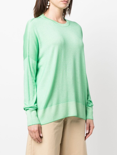 Shop Malo Crew-neck Fine-knit Jumper In Grün