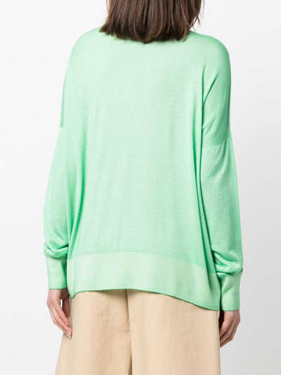 Shop Malo Crew-neck Fine-knit Jumper In Grün