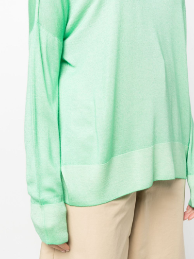 Malo Crew-neck Fine-knit Jumper In Grün