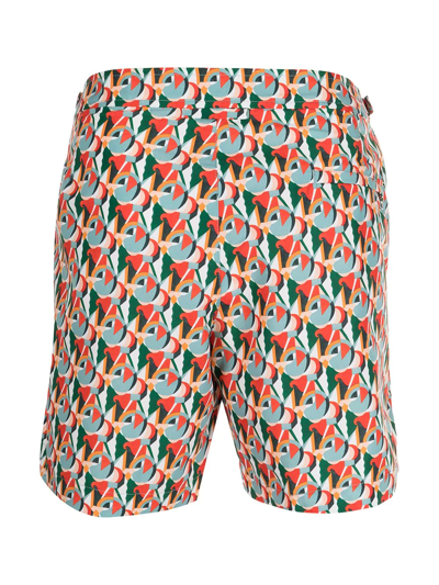 Shop Orlebar Brown Abstract-pattern Swim Shorts In Rot