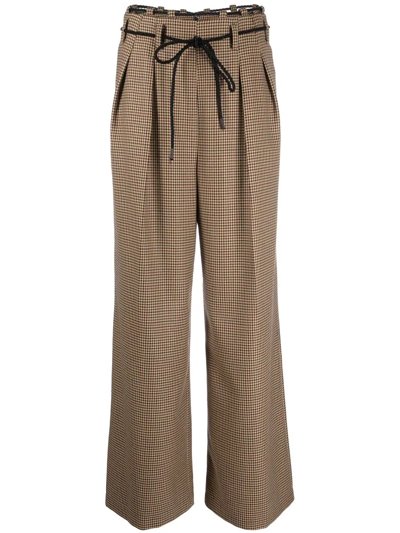 Andersson Bell Checked High-waisted Trousers In Nude