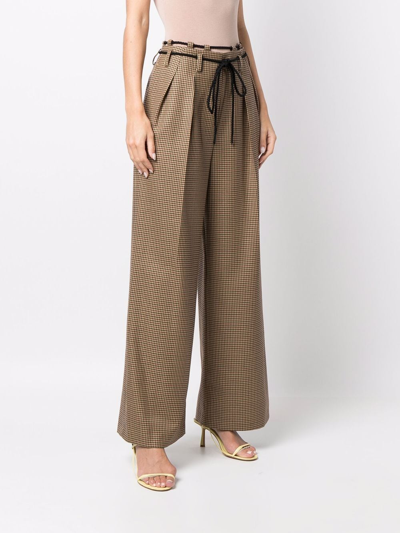 Andersson Bell Checked High-waisted Trousers In Nude