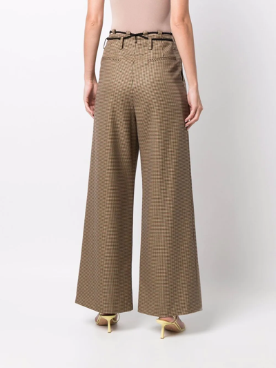 Andersson Bell Checked High-waisted Trousers In Nude
