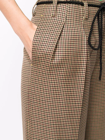 Andersson Bell Checked High-waisted Trousers In Nude
