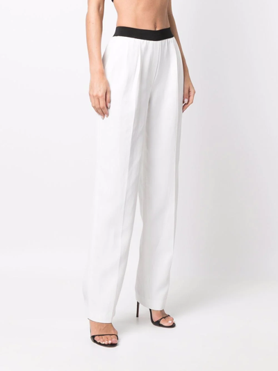 Loulou Studio Takaroa Pleated Slub Twill Straight-leg Pants In Weiss