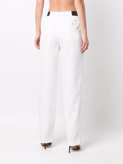Loulou Studio Takaroa Pleated Slub Twill Straight-leg Pants In Weiss