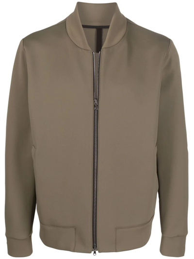Shop Harris Wharf London Two-pocket Zip-up Bomber Jacket In Green