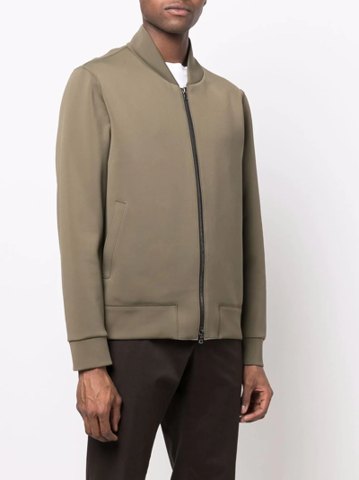 Shop Harris Wharf London Two-pocket Zip-up Bomber Jacket In Green