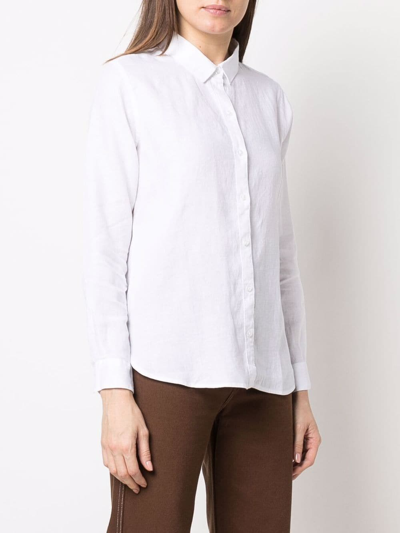 Shop Barbour Marine Linen Shirt In Weiss