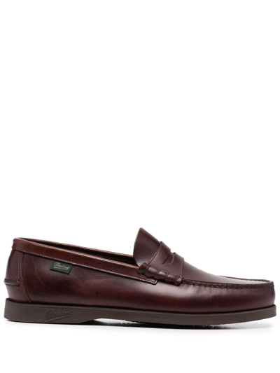 Shop Paraboot Coraux Logo-tag Loafers In Brown