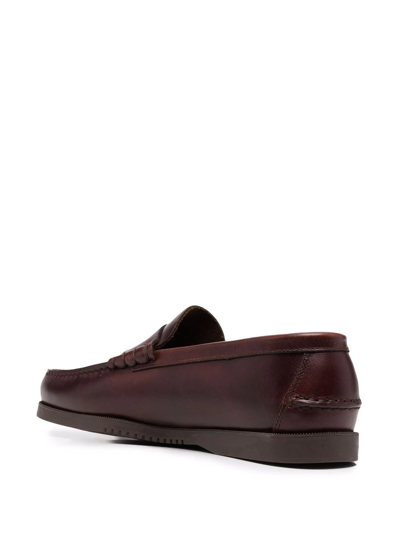 Shop Paraboot Coraux Logo-tag Loafers In Brown