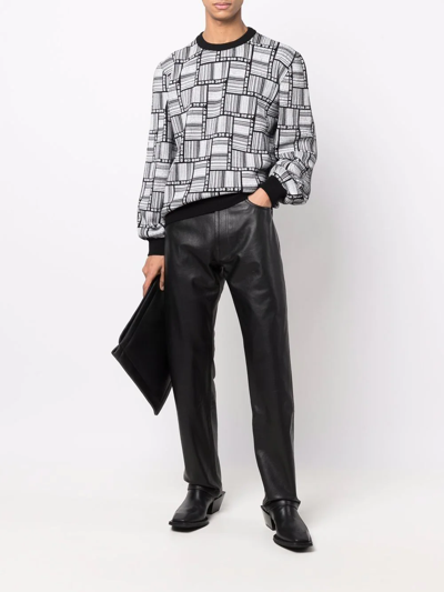 Vtmnts Geometric Print Wool Crewneck In Schwarz