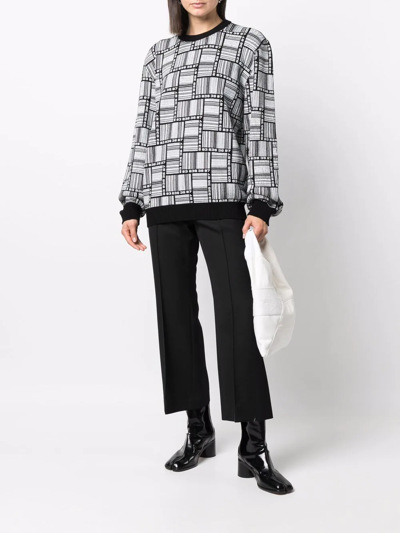 Vtmnts Geometric Print Wool Crewneck In Schwarz