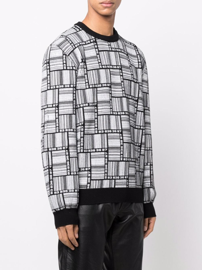 Vtmnts Geometric Print Wool Crewneck In Schwarz