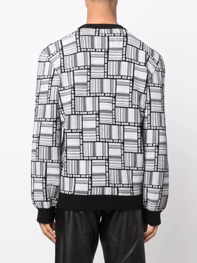 Vtmnts Geometric Print Wool Crewneck In Schwarz