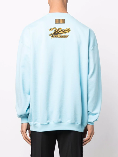 Shop Vtmnts Logo-print Crew Neck Sweatshirt In Blau