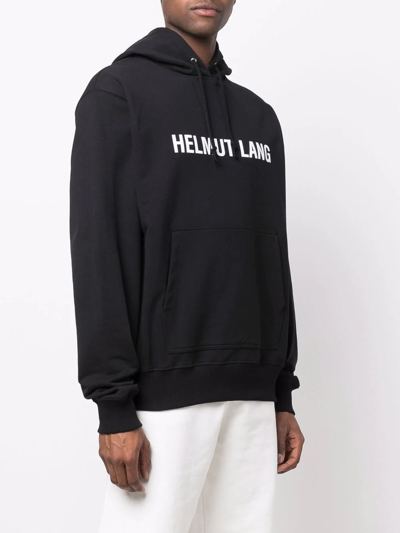 Shop Helmut Lang Logo-print Cotton Hoodie In Schwarz