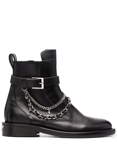 Shop Zadig & Voltaire Chain-detail Leather Boots In Schwarz