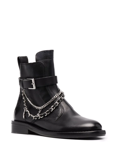 Shop Zadig & Voltaire Chain-detail Leather Boots In Schwarz