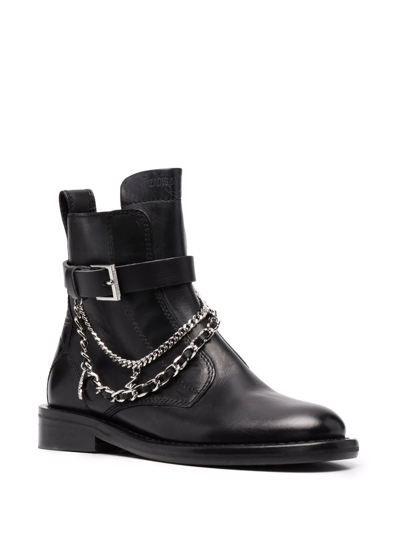 Zadig & Voltaire Embellished Leather Ankle Boots In Schwarz
