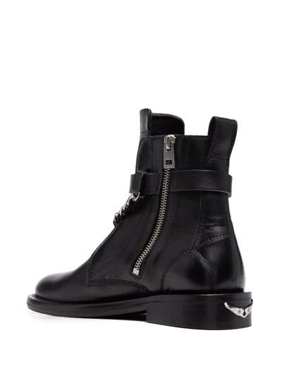 Zadig & Voltaire Embellished Leather Ankle Boots In Schwarz