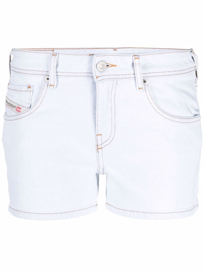 Diesel Low-rise Light-wash Shorts In Blau