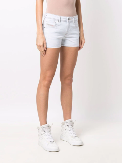 Diesel Low-rise Light-wash Shorts In Blau