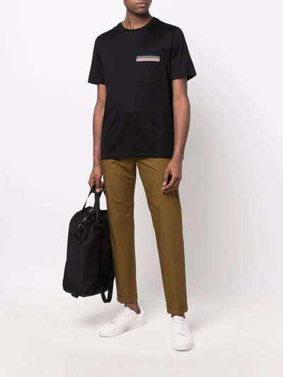 Paul Smith Black 'signature Stripe' Pocket T-shirt In Schwarz
