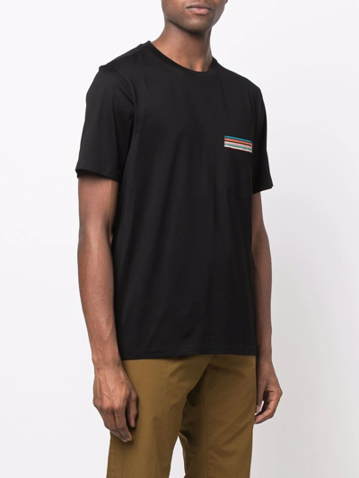 Paul Smith Black 'signature Stripe' Pocket T-shirt In Schwarz